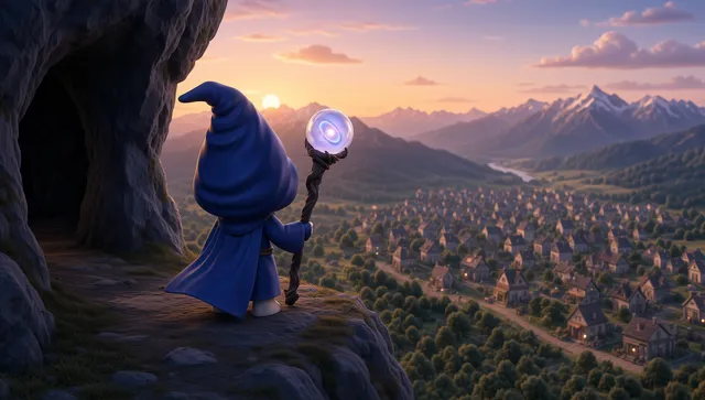 A wizard at a cave entrance