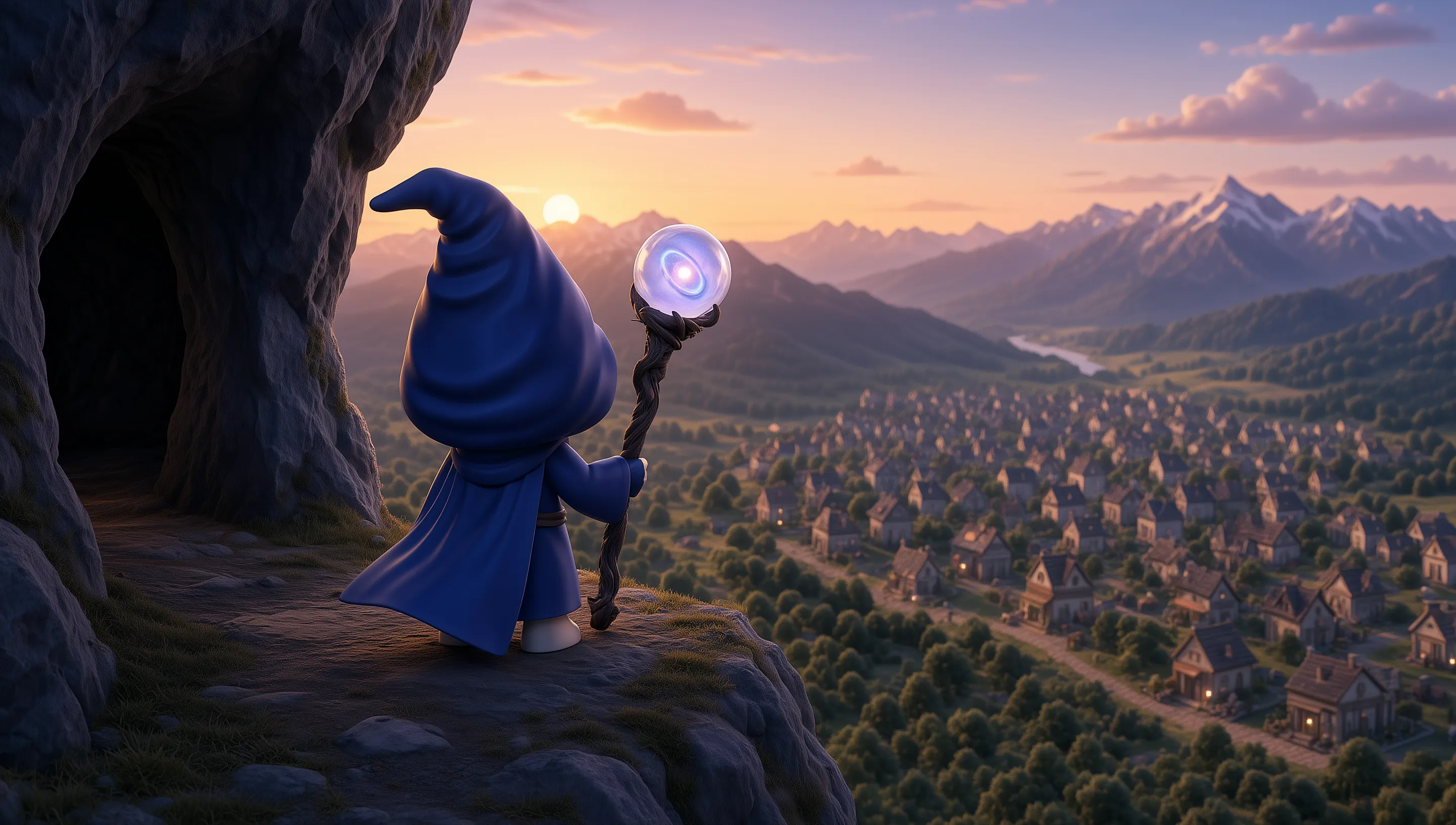 A wizard at a cave entrance